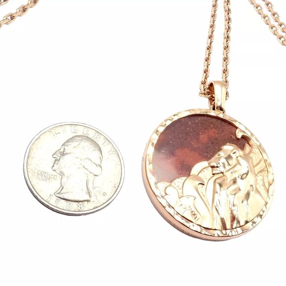 Van Cleef & Arpels Zodiaque 18k Rose Gold Leo Pendant Red Jasper Necklace + Cert - Picture 14 of 16